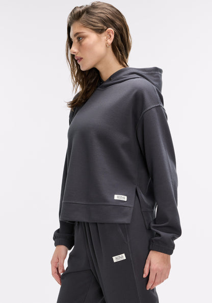 Waffle Snap Pull Over Hoodie